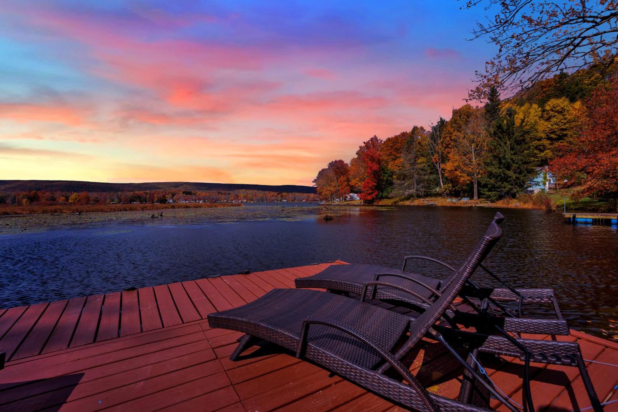 Lakefront A-Frame, Dock, Kayaks, Fire Place Lake Ariel Buitenkant foto